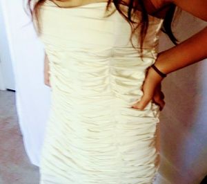 Romantic Satin Ivory Cocktail Mini Dress